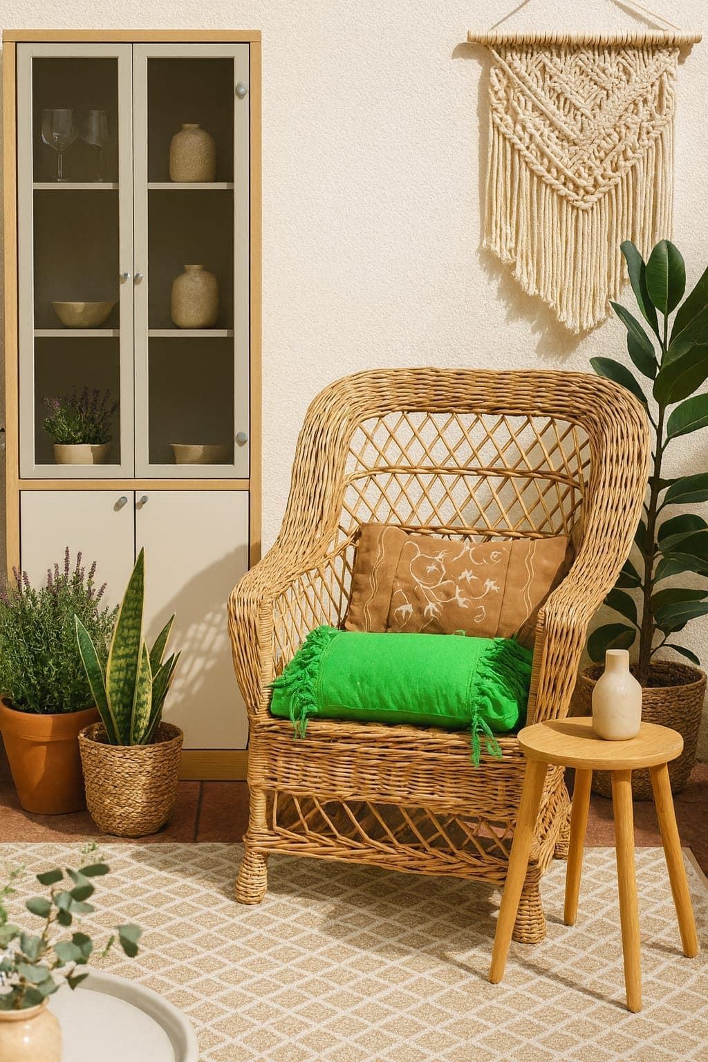 Silla de mimbre con ruedas - Imagen 1